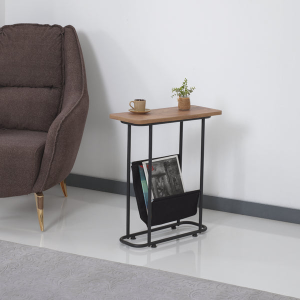 [en.casa] Bijzettafel Bov 64x55x24cm zwart en walnootkleurig