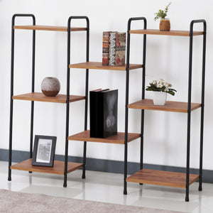 [en.casa] Staand rek Birkerød 100x110x30cm zwart en walnootkleurig