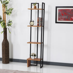Staand rek Bjergsted 150x36x21cm zwart en walnootkleurig [en.casa]