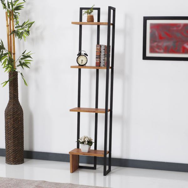 Staand rek Bjergsted 150x36x21cm zwart en walnootkleurig [en.casa]