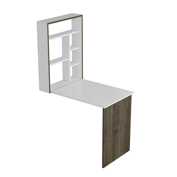 [en.casa] Klaptafel voor wandmontage Greve wit en walnootkleurig