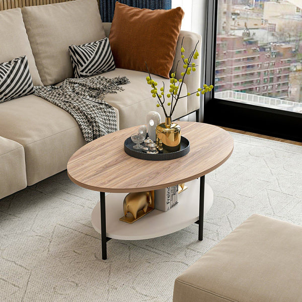 [en.casa] Salontafel Fredericia 36x90x60 cm Eiken wit en zwart