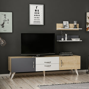[en.casa] TV meubel met 2 planken Hadsten 160x31x31 cm meerkleurig