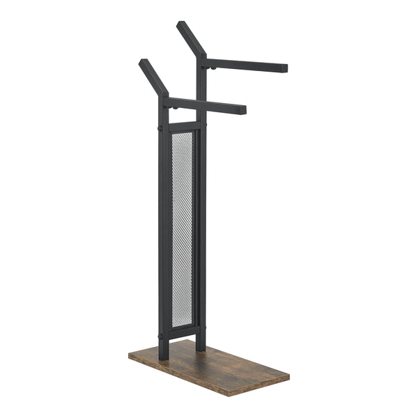 Handdoekhouder Telavi Staal 88x40x20cm Zwart / Houtlook [en.casa]
