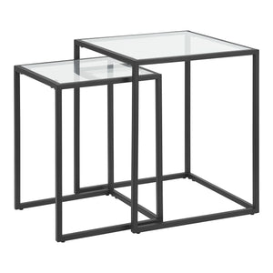 [en.casa] Bijzettafel set van 2 Holstebro zwart en transparant