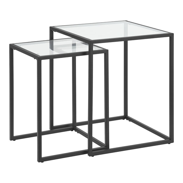 [en.casa] Bijzettafel set van 2 Holstebro zwart en transparant