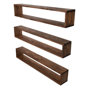 [en.casa] Wandplank set van 3 Næstved 100x14x18 cm houtkleurig