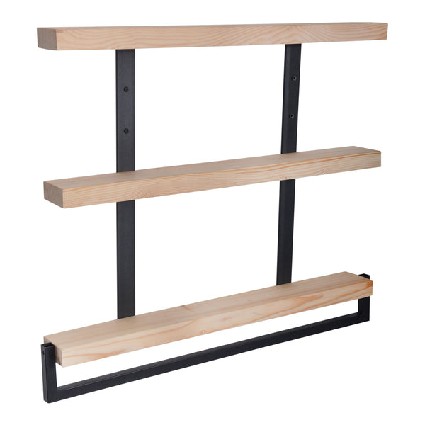 [en.casa] Wandplank Nykøbing 67,5x79x8,5 cm houtkleurig en zwart