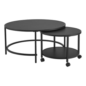 [en.casa] Salontafel set van 2 Værøy rond zwart mat
