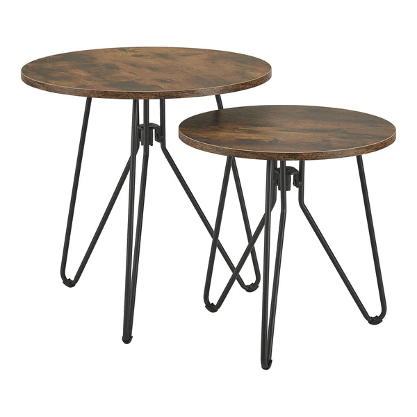 [en.casa] Salontafel set van 2 Väsby rond houtkleurig donker en zwart