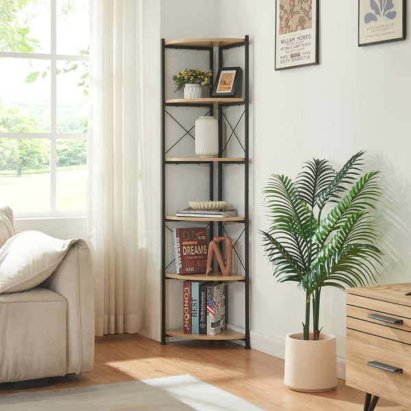 [en.casa] Plantenstandaard Ulfborg 160x30x30 cm houtkleurig en zwart