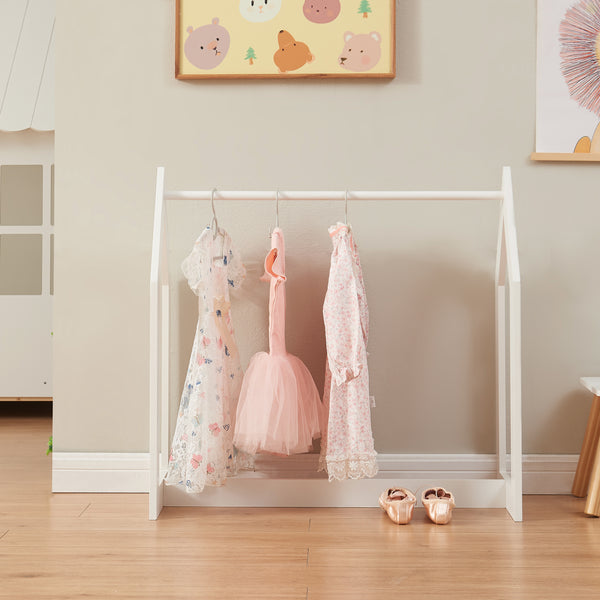 [en.casa] Kledingrek Værløse 78x75x35 cm wit en houtkleurig