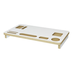 Monitorstandaard Tjele verhoger 7x54x30 cm wit en houtkleurig [en.casa]