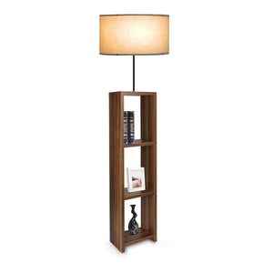 [lux.pro] Staande lamp Redditch 150 cm E27 houtkleurig zwart en beige