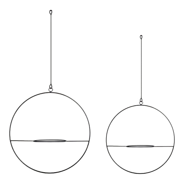 [en.casa] Plantenhanger Opsterland set van 2 zwart 