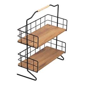 [en.casa] Badkamer organizer Sallingsund 41,5x32x15 cm zwart en houtkleurig