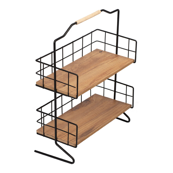 [en.casa] Badkamer organizer Sallingsund 41,5x32x15 cm zwart en houtkleurig