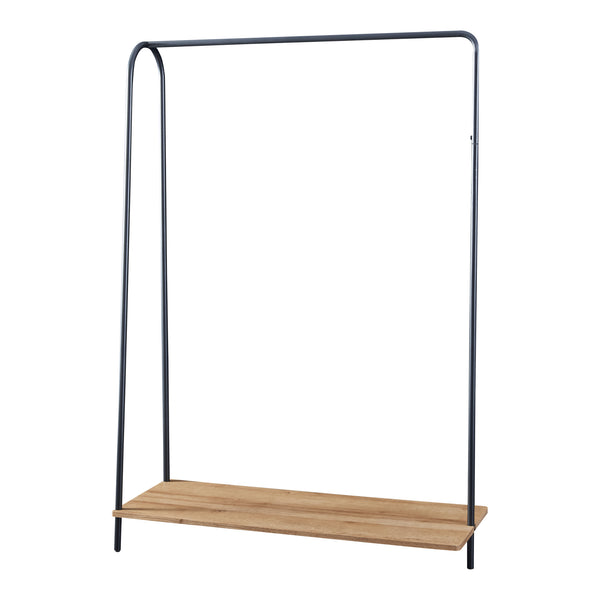 [en.casa] Kledingrek Ørbæk 144x100x35 cm zwart en houtkleurig