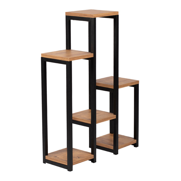 [en.casa] Plantenstandaard Rosenholm 78,5x56x20 cm zwart en houtkleurig