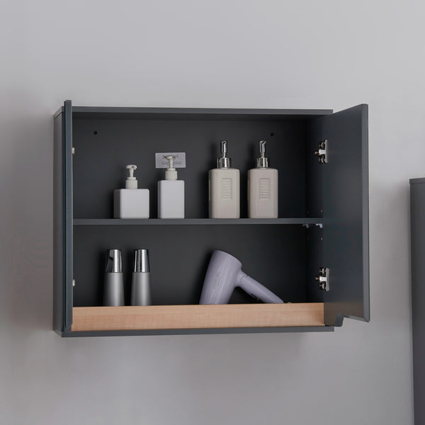 [en.casa] Badkamerkast met spiegel Gescher 49,5x60x20 cm grijs en houtkleurig