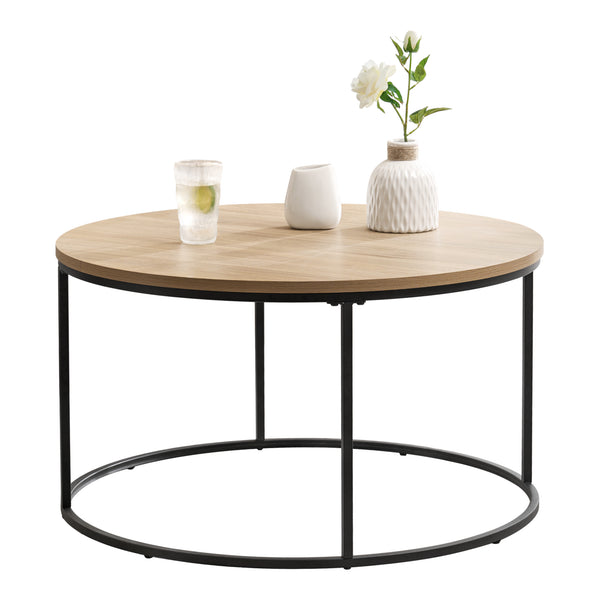 [en.casa] Salontafel Kuhmoinen rond 45x80 cm zwart mat en houtkleurig