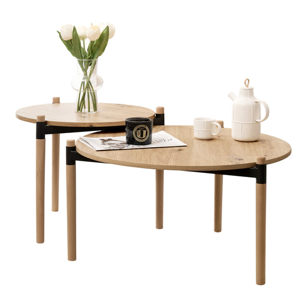 [en.casa] Salontafel Kristinestad set van 2 mdf houtkleurig
