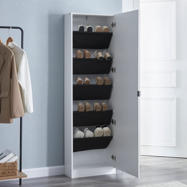 [en.casa] Schoenenkast Meura 160x48x20 cm wit