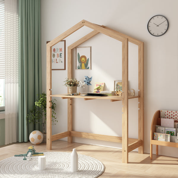 [en.casa] Kinderbureau Suså 160x110x50 cm verstelbaar houtkleurig