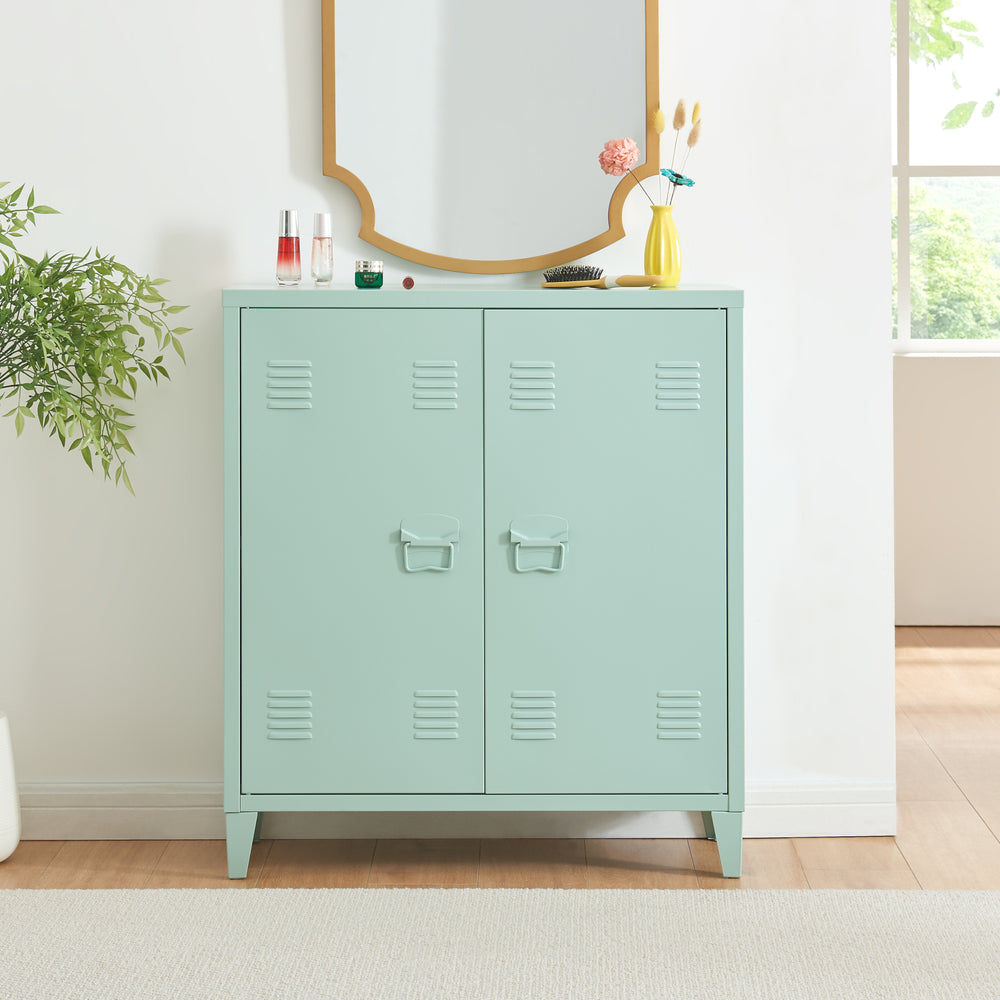 Kantoorkast Oripää metaal 90x80x33 cm pastel groen [en.casa]