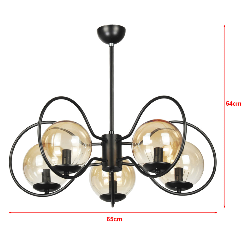 [lux.pro] Hanglamp Hunstanton 5xE14 zwart
