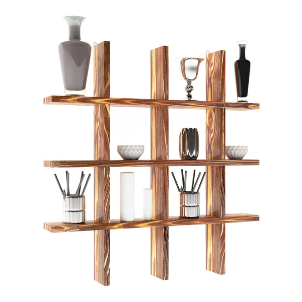 [en.casa] Wandplank Orimattila grenen 62x62x9 cm houtkleurig donker