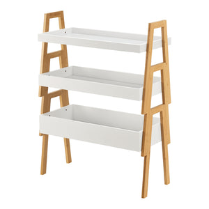 [en.casa] Plantenstandaard Hitra 3-delig bamboe wit en houtkleurig