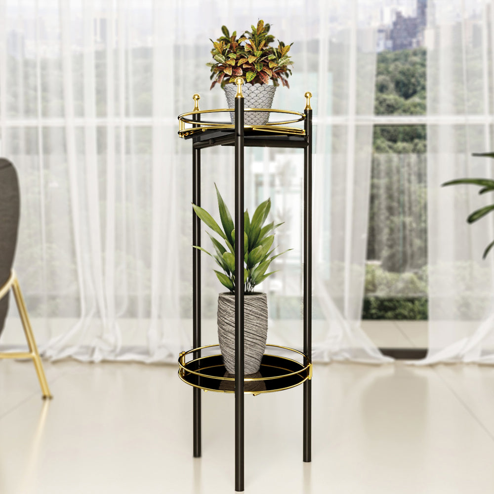 Plantenstandaard Oulainen 79x28x28cm Zwart/Goud [en.casa] - premiumXL