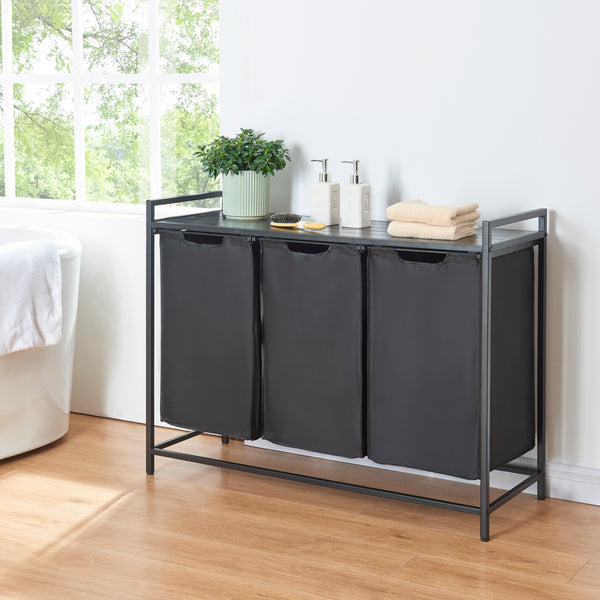 [en.casa] Wasmand Saltvik met 3 zakken 75,5x102,5x38 cm zwart