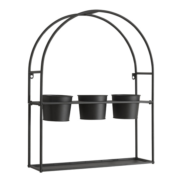 [en.casa] Plantenrek Merikarvia met bloempotten 65x52x15 cm zwart