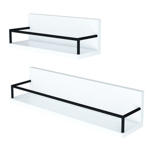 [en.casa] Wandplank set van 2 Grue 60/40x14x14 cm wit en zwart