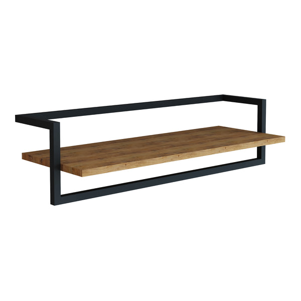 [en.casa] Wandkapstok Evje 80x30x20 cm houtkleurig en zwart