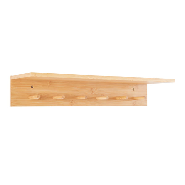 [en.casa] Wandkapstok Fjord met 1 plank 58,5x16,5x10 bamboe