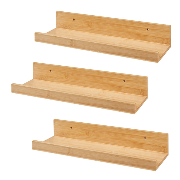[en.casa] Wandplank set van 3 Gildeskål 40x13x7 cm bamboe