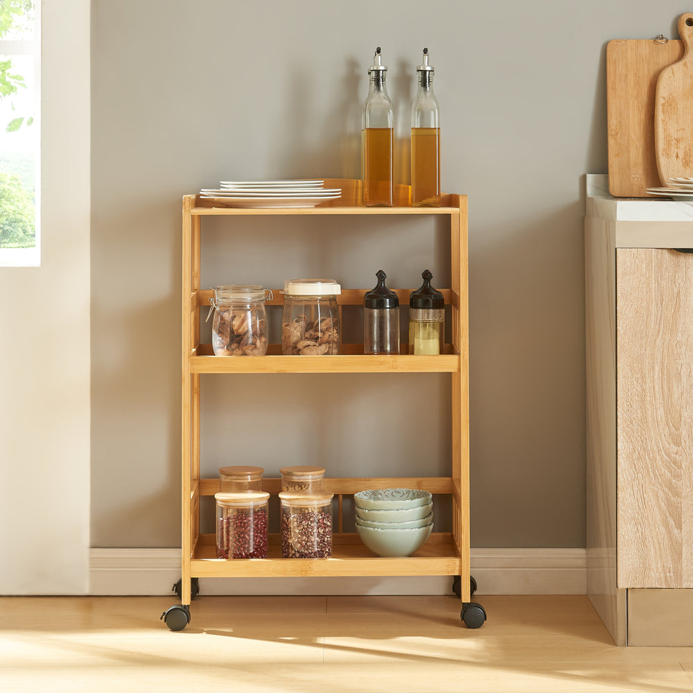 Servierwagen Huddinge 80x53x30 cm Bamboe [en.casa] - premiumXL