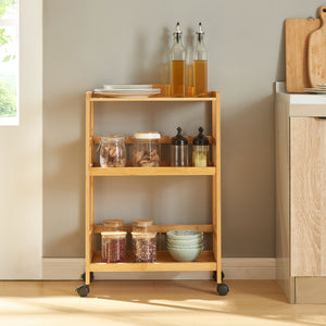 Keukentrolley Huddinge 80x53x30 cm naturel en zwart [en.casa]
