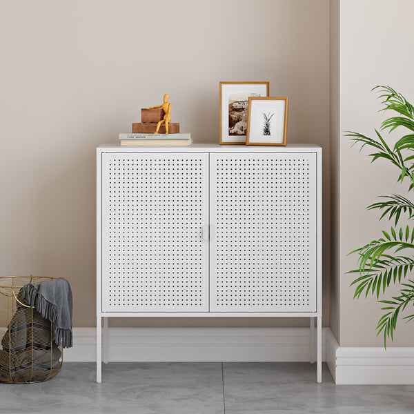 Commode Castelli 82,5x80x40 cm staal wit [en.casa]