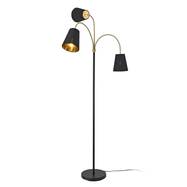 lux.pro Staande lamp Wycombe vloerlamp 154 cm 3xE14 zwart en goudkleurig