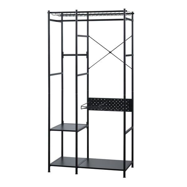 [en.casa] Kledingkast Brønnøy open kast 182x90x46 cm zwart
