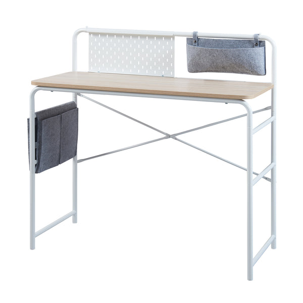 [en.casa] Bureau Dyrøy 98x98x46 cm wit eikenkleurig en grijs