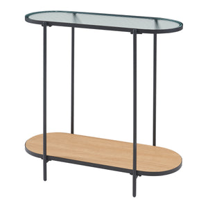 [en.casa] Console tafel Høyanger 80x80x30 cm zwart en eikenkleurig