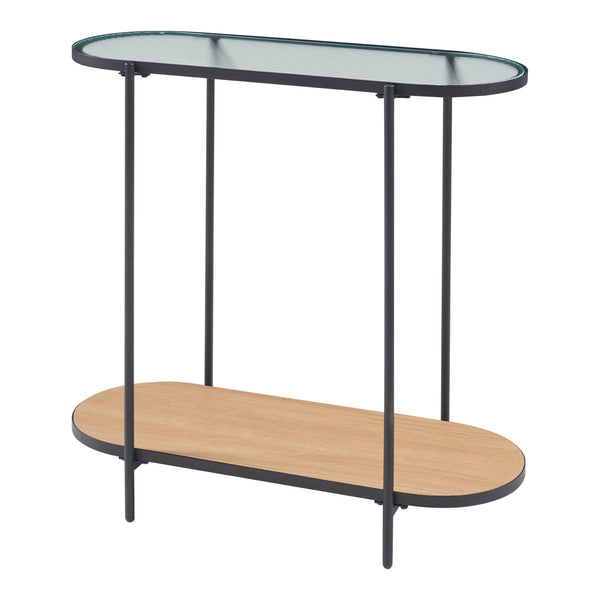 [en.casa] Console tafel Høyanger 80x80x30 cm zwart en eikenkleurig