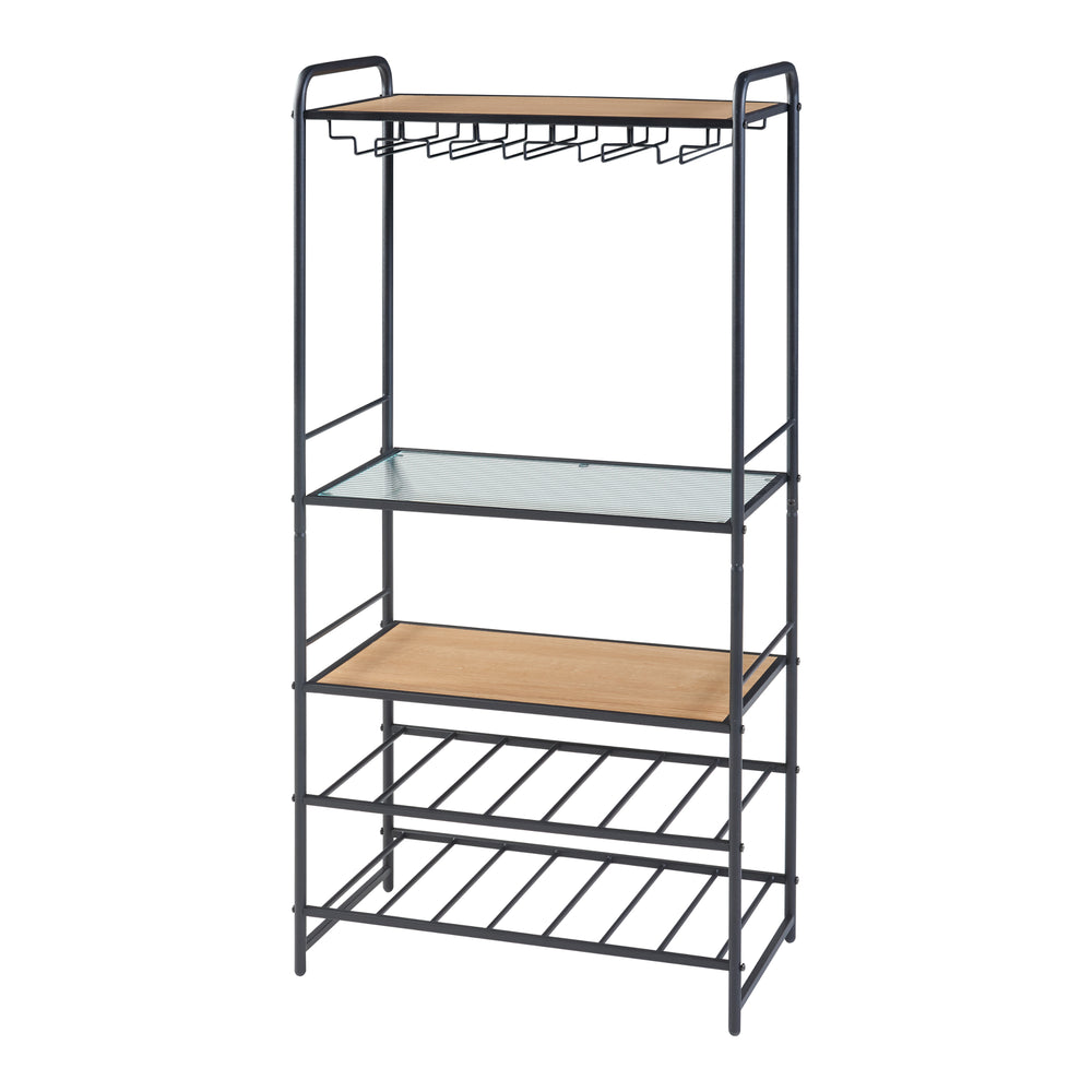 Weinregal Hustadvika 120x61x33cm Zwart/Eik [en.casa] - premiumXL