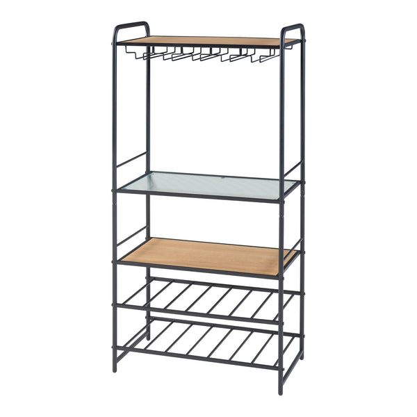 [en.casa] Wijnrek Hustadvika voor 14 flessen 120x61x33 cm zwart en eikenkleurig