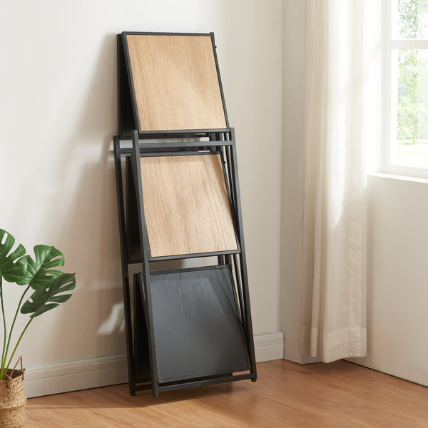 [en.casa] Open kast Telemark opvouwbaar 81x68x38 cm zwart en eikenkleurig